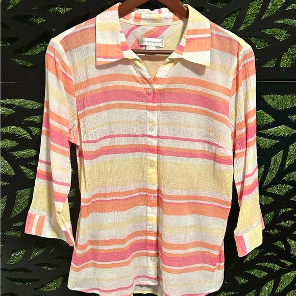 Christopher & Banks Multicolor Striped Button-Up Shirt, Women's M - Picture 1 of 10